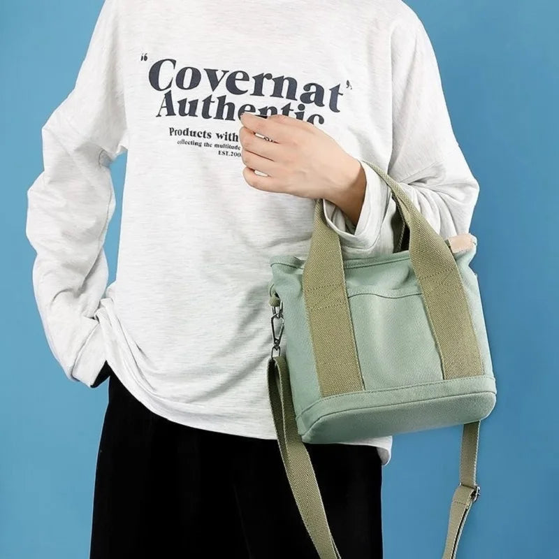 sac à bandoulière femme vert menthe en toile à fermeture à glissière
