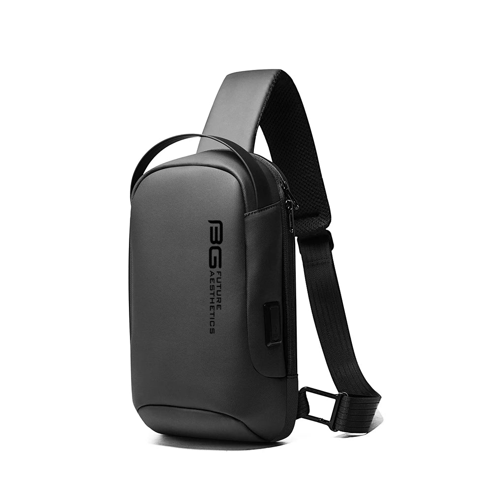 Sac bandoulière sling noir en tissu Oxford résistant à l'eau