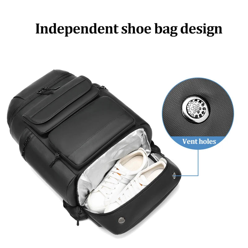 Sac À Dos De Voyage Noir 50 L Imperméable Avec Compartiment