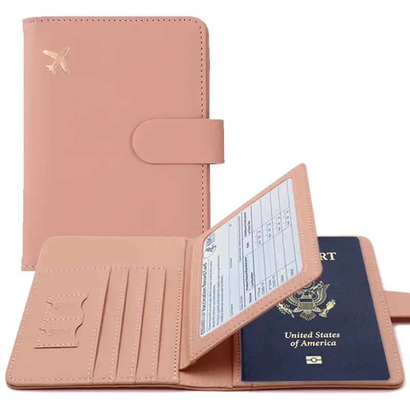 Porte-passeport vert sauge en PU avec fentes pour cartes