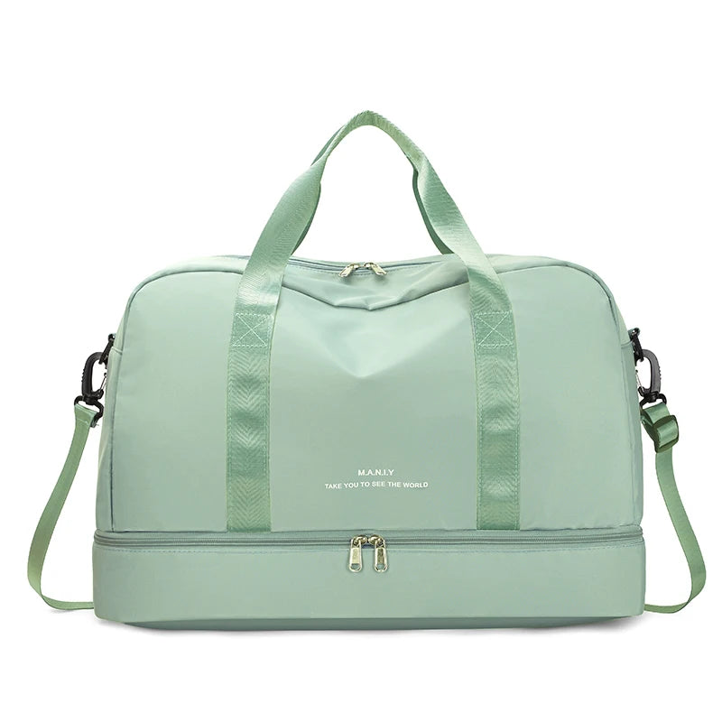 Sac polochon extensible femme rose mauve en nylon à bandoulière