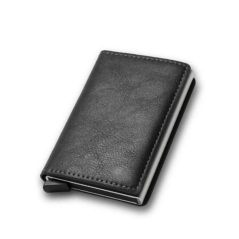 Porte-cartes RFID pop-up mini noir motif fibre de carbone