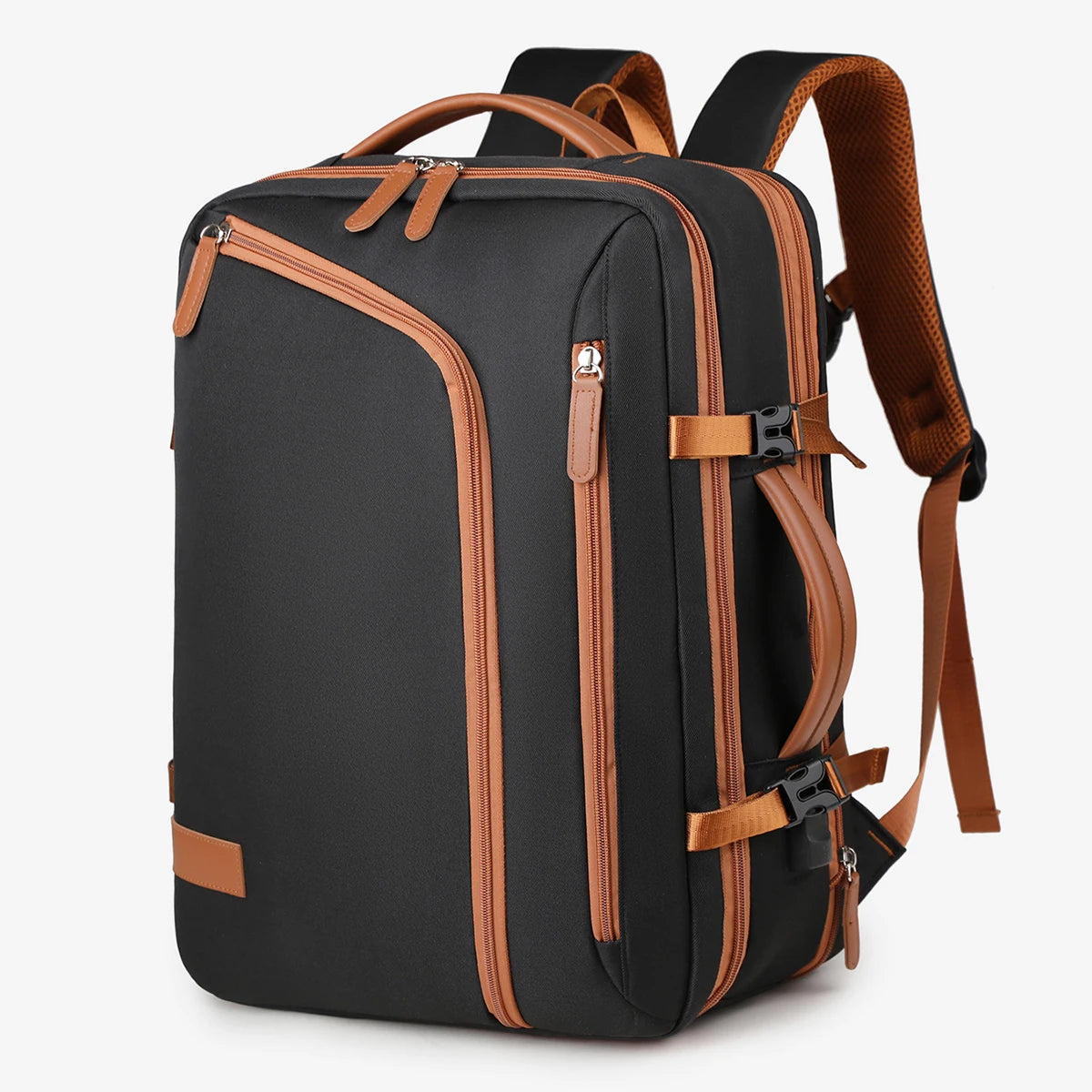 Sac À Dos Ordinateur En Nylon Beige À Fermeture Zippée
