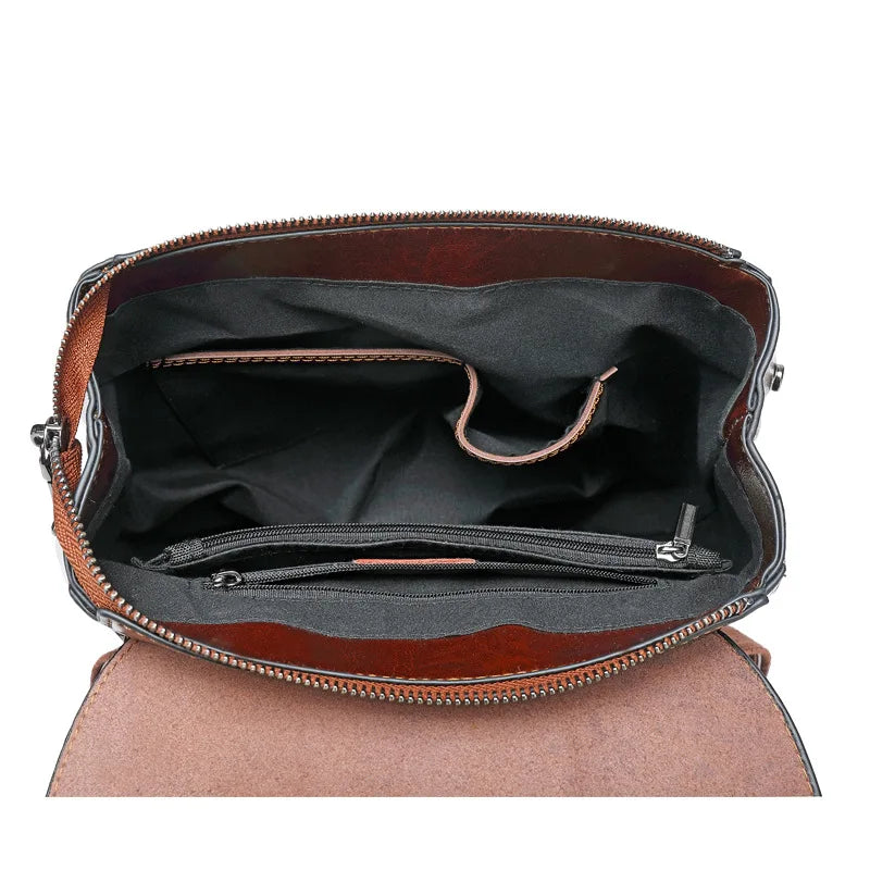 Sac À Dos Cuir Femme Véritable Marron