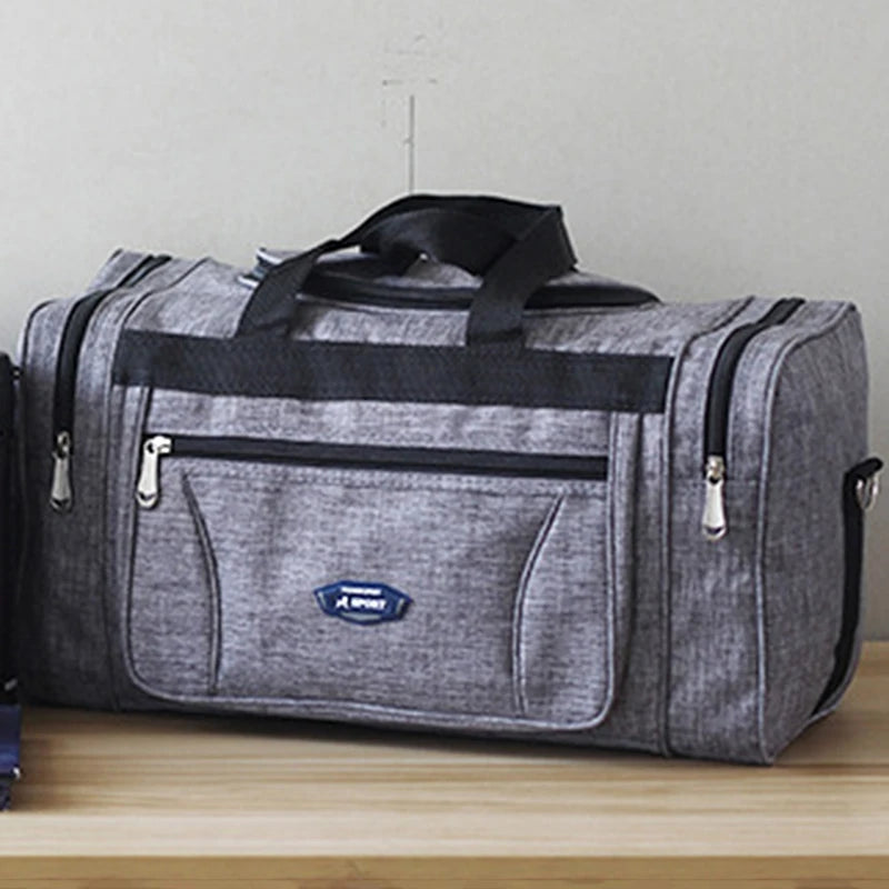 Sac polochon homme imperméable en tissu Oxford gris grande capacité