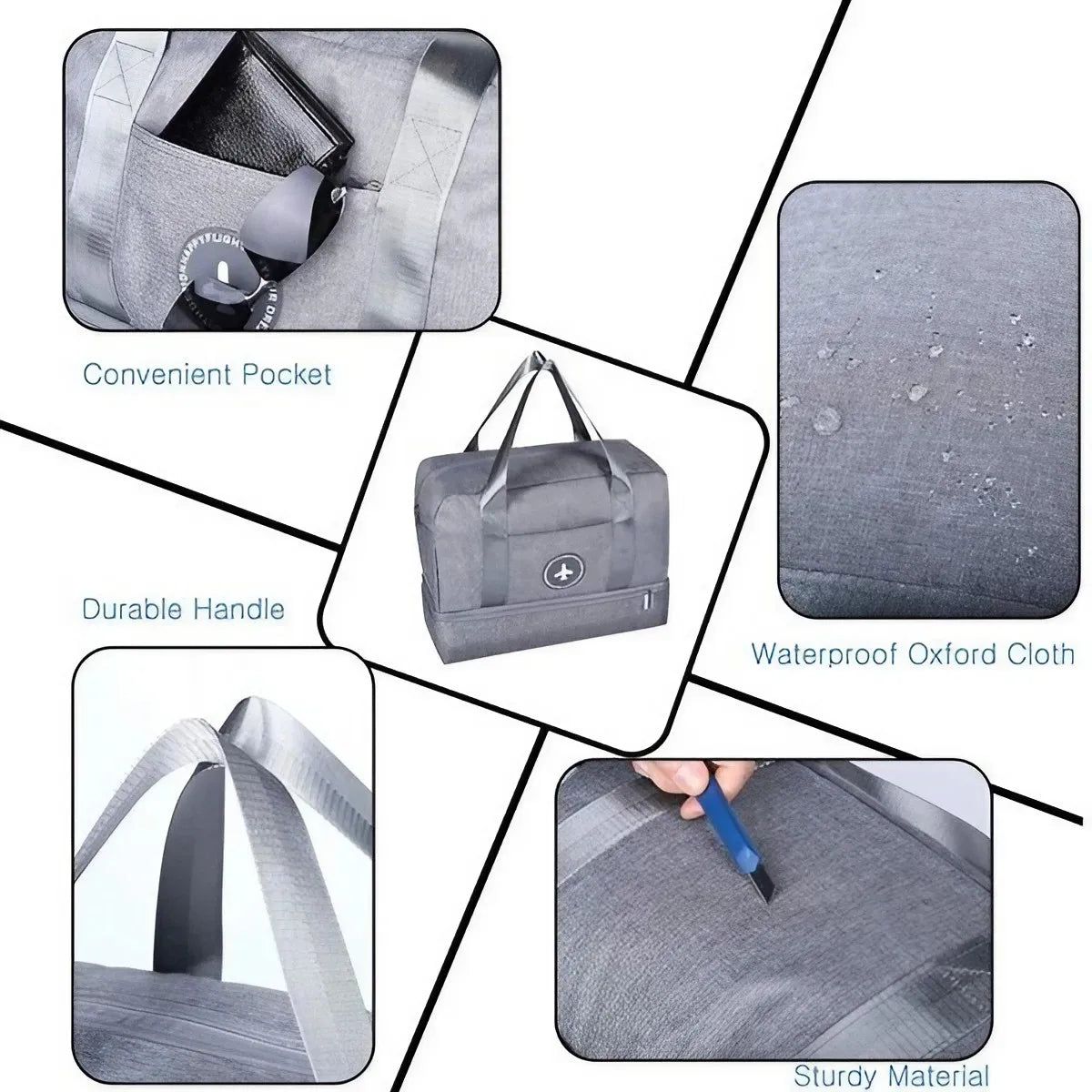 sac de voyage imperméable en tissu Oxford à séparation humide et sèche