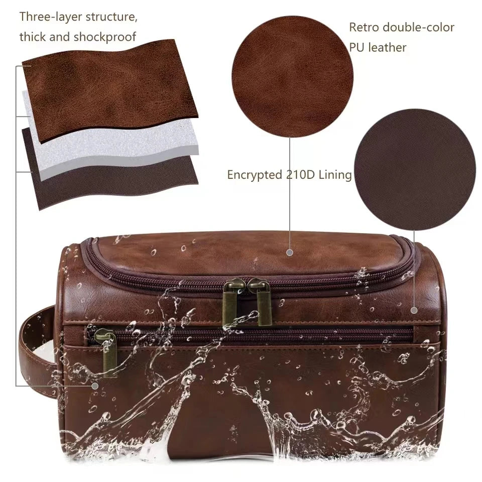 Trousse De Toilette De Voyage Femme Cuir PU Marron