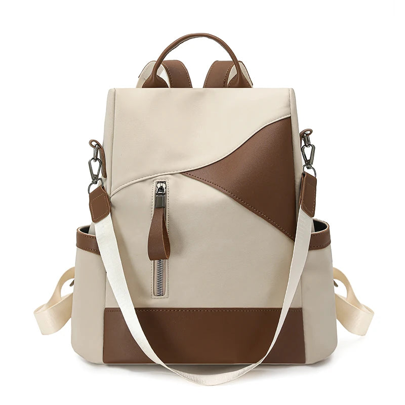 Sac À Dos Élégant Femme PU Noir Et Marron