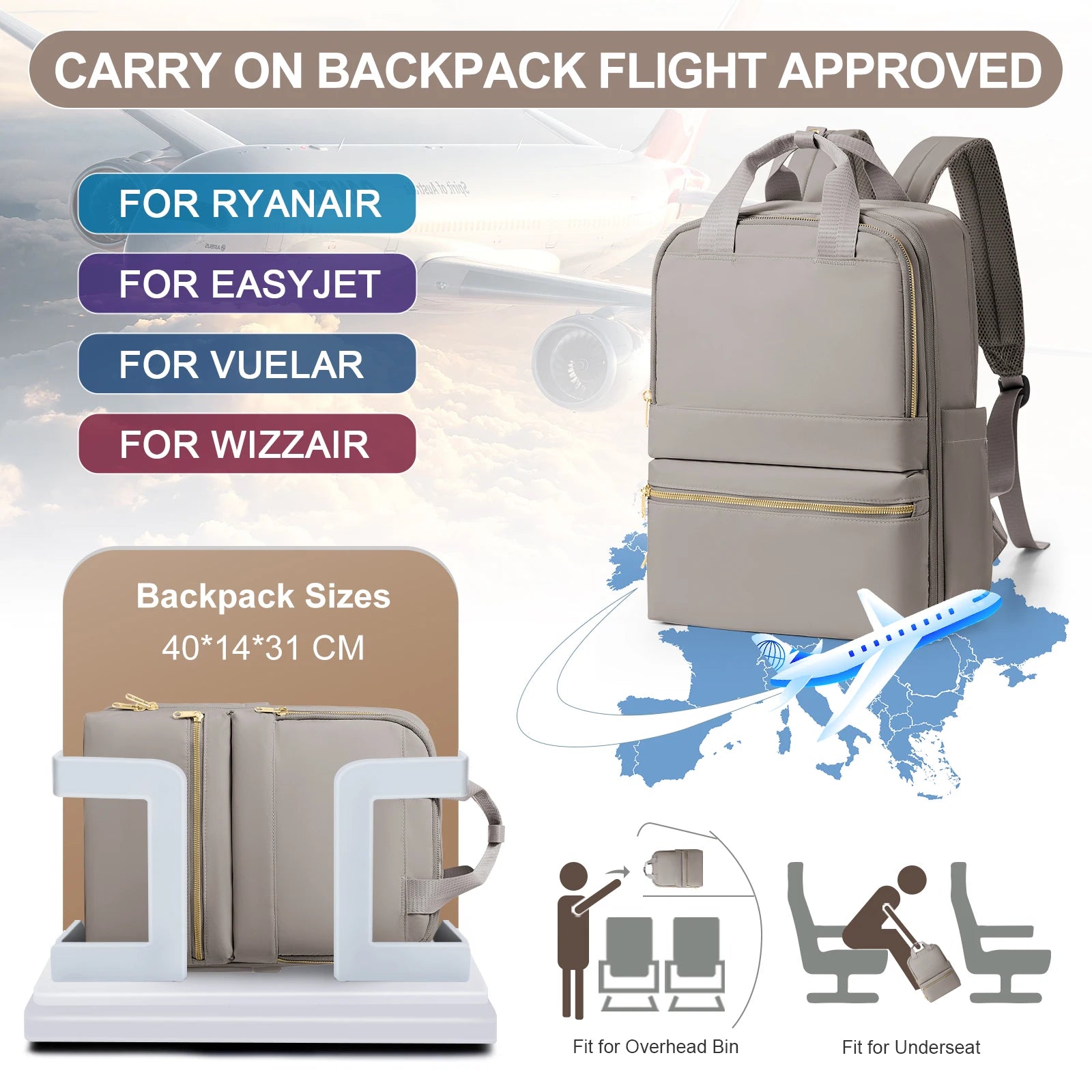 Sac À Dos Unisexe 20-35 L En Nylon Compartiment