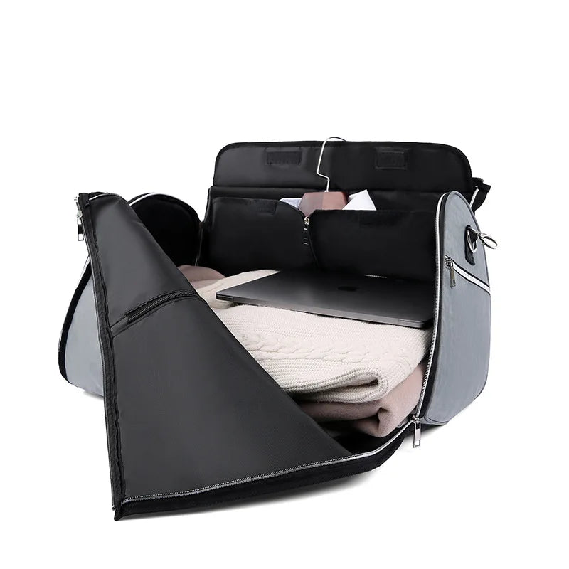 Sac à vêtements convertible 2-en-1 en nylon 420D avec compartiment suspendu