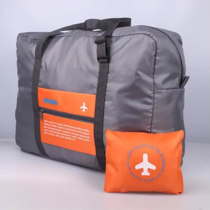 Sac polochon de voyage pliable imperméable gris avec sangle pour valise