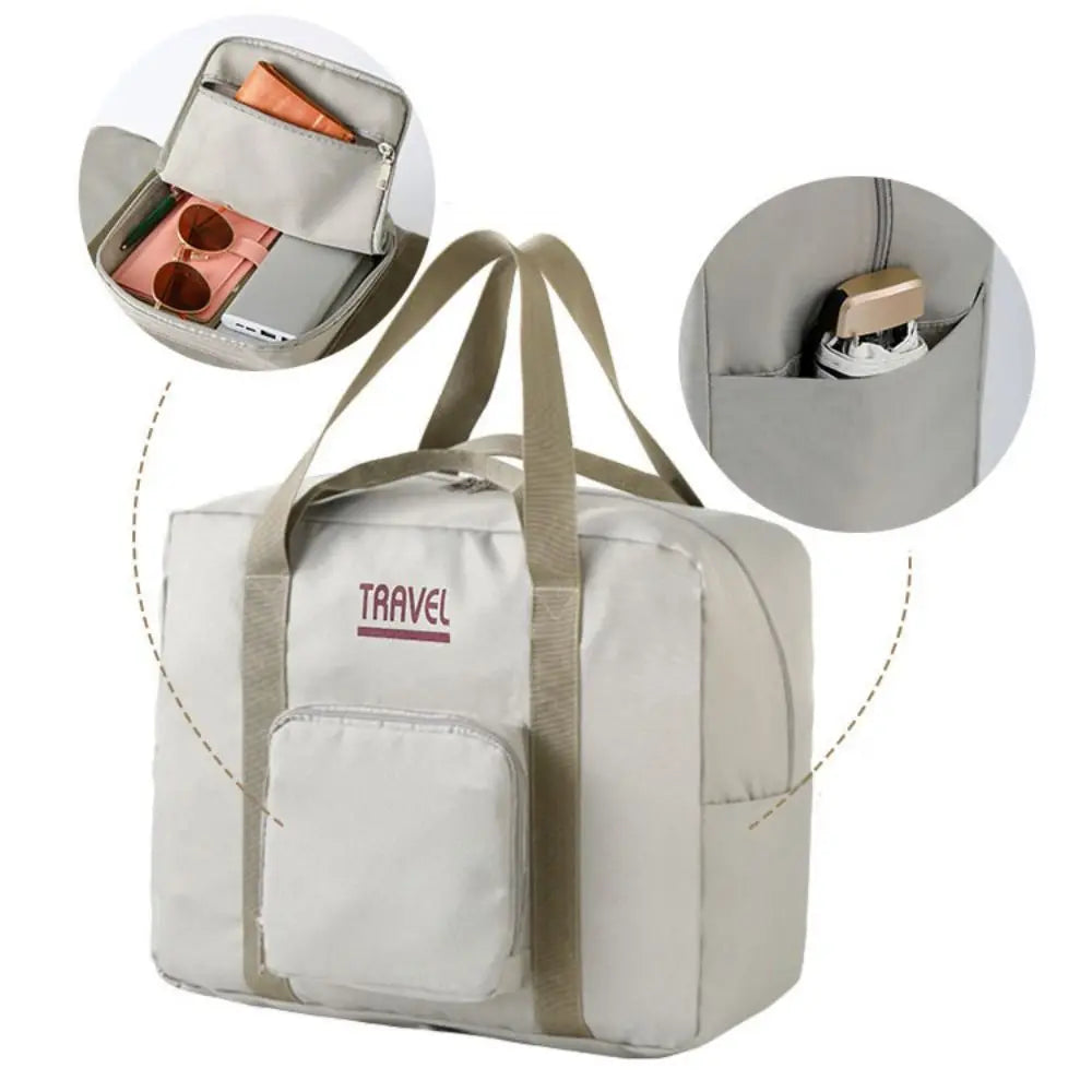 Sac de voyage beige imperméable en tissu Oxford cationique 45 × 35 × 19 cm