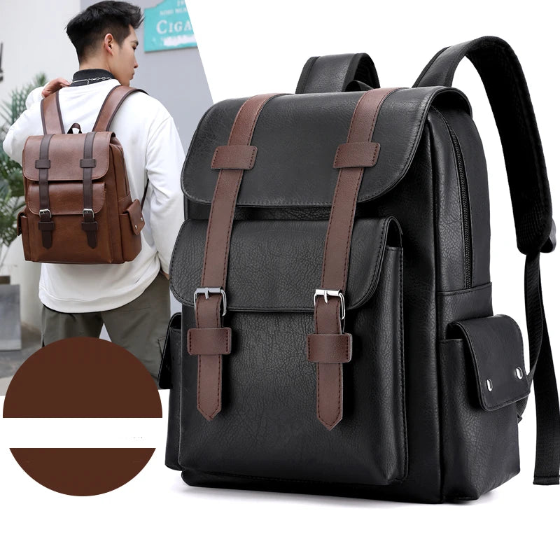 Sac-À-Dos Polyuréthane Noir Et Marron