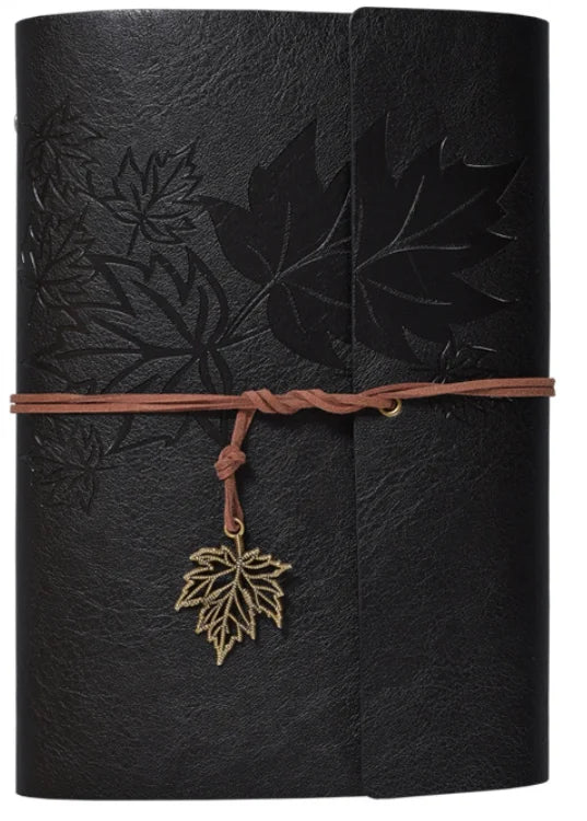 Carnet journal marron en similicuir PU motif feuilles d’érable A5 A6 A7