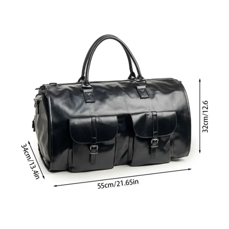 Sac polochon convertible noir pour homme en polyuréthane, voyage d'affaires