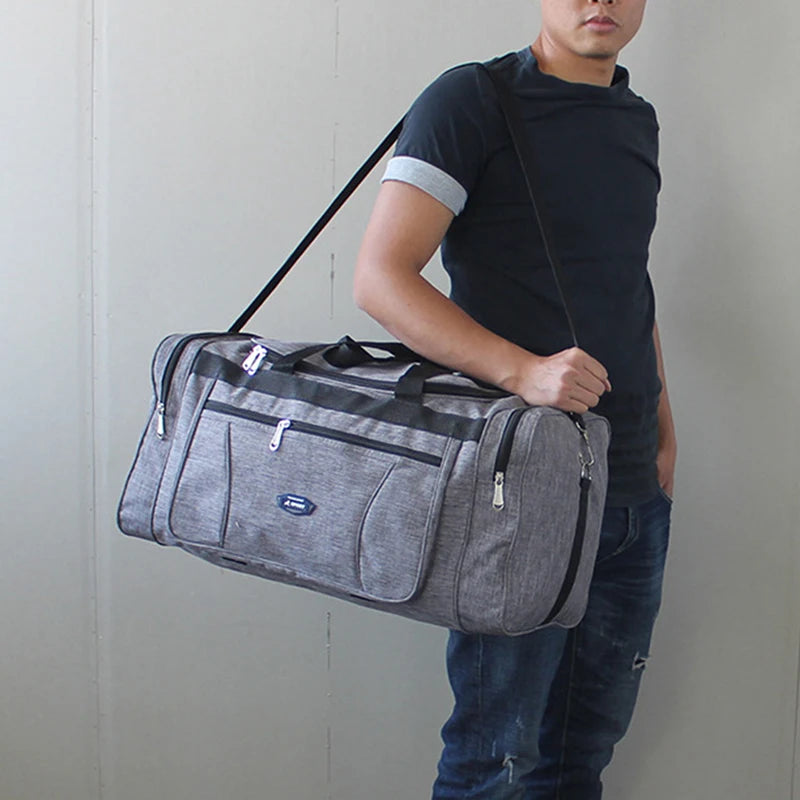 Sac polochon homme imperméable en tissu Oxford gris grande capacité