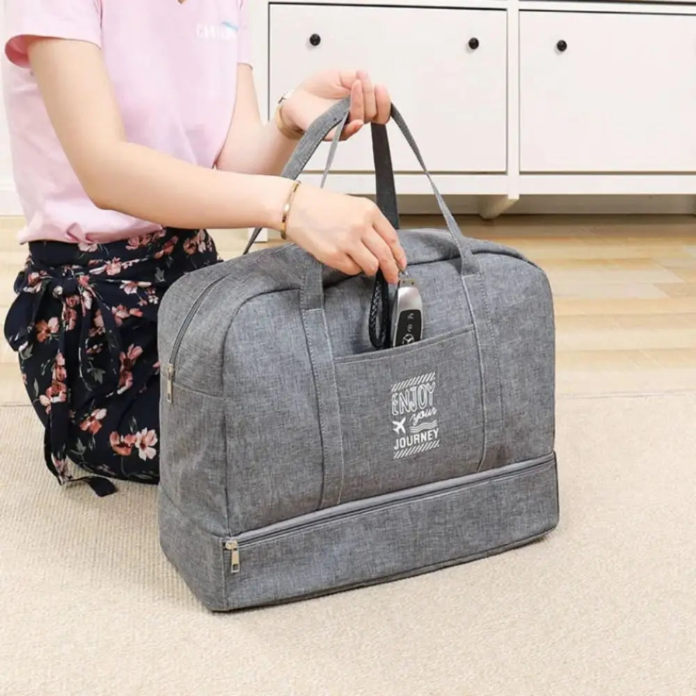 Sac de voyage femme gris en Oxford à compartiment humide et sec