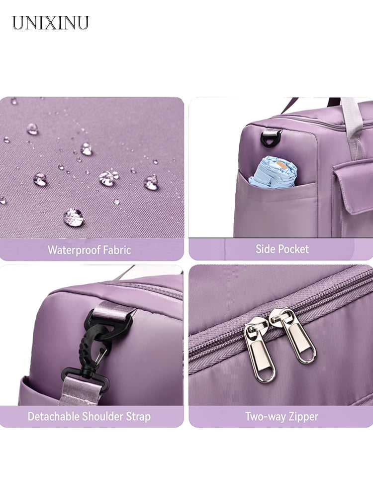 Sac polochon de voyage femme lilas 35 L avec compartiment à chaussures