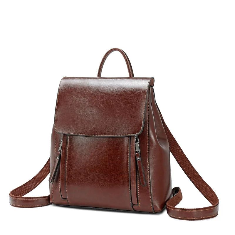 Sac À Dos Cuir Femme Véritable Marron