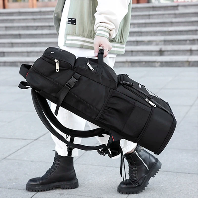 Sac À Dos De Voyage Noir 90 L En Nylon, Unisexe