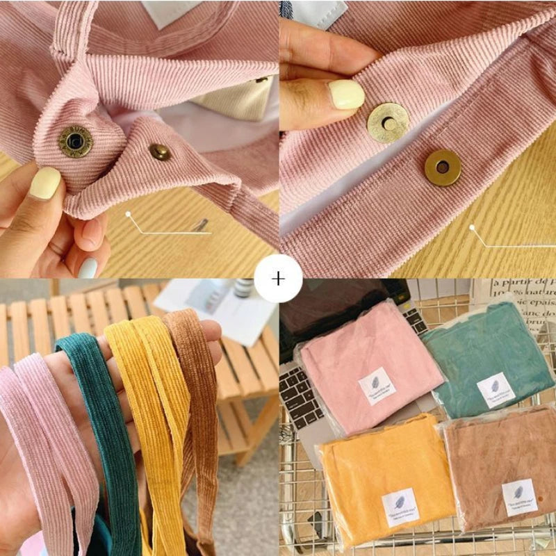 Cabas femme en toile souple à anses longues et fermeture pression