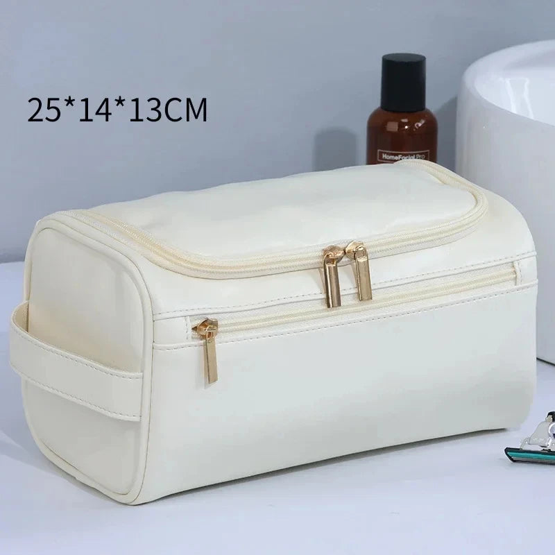 Trousse De Toilette De Voyage Femme Cuir PU Marron