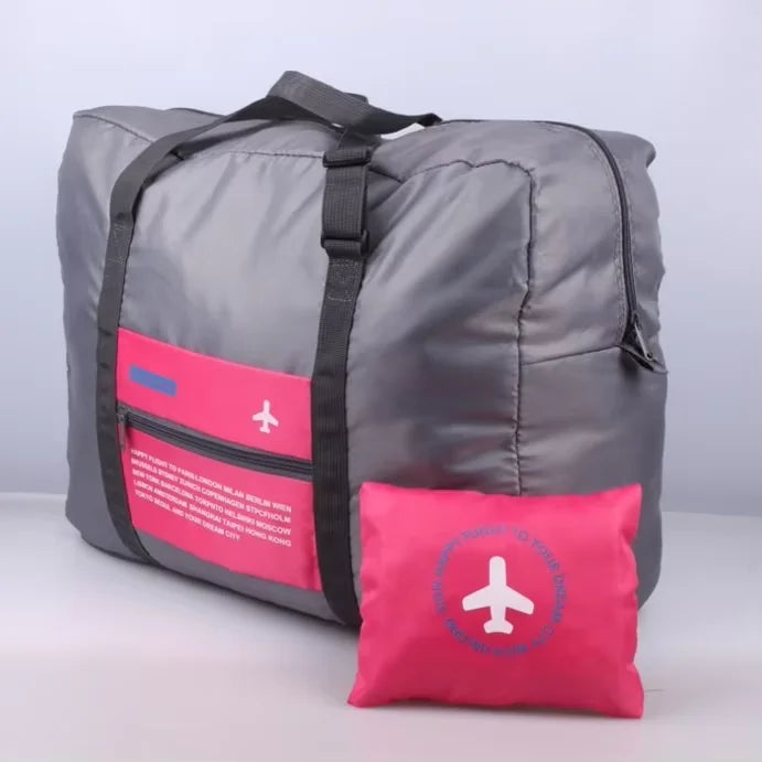 Sac polochon de voyage pliable imperméable gris avec sangle pour valise