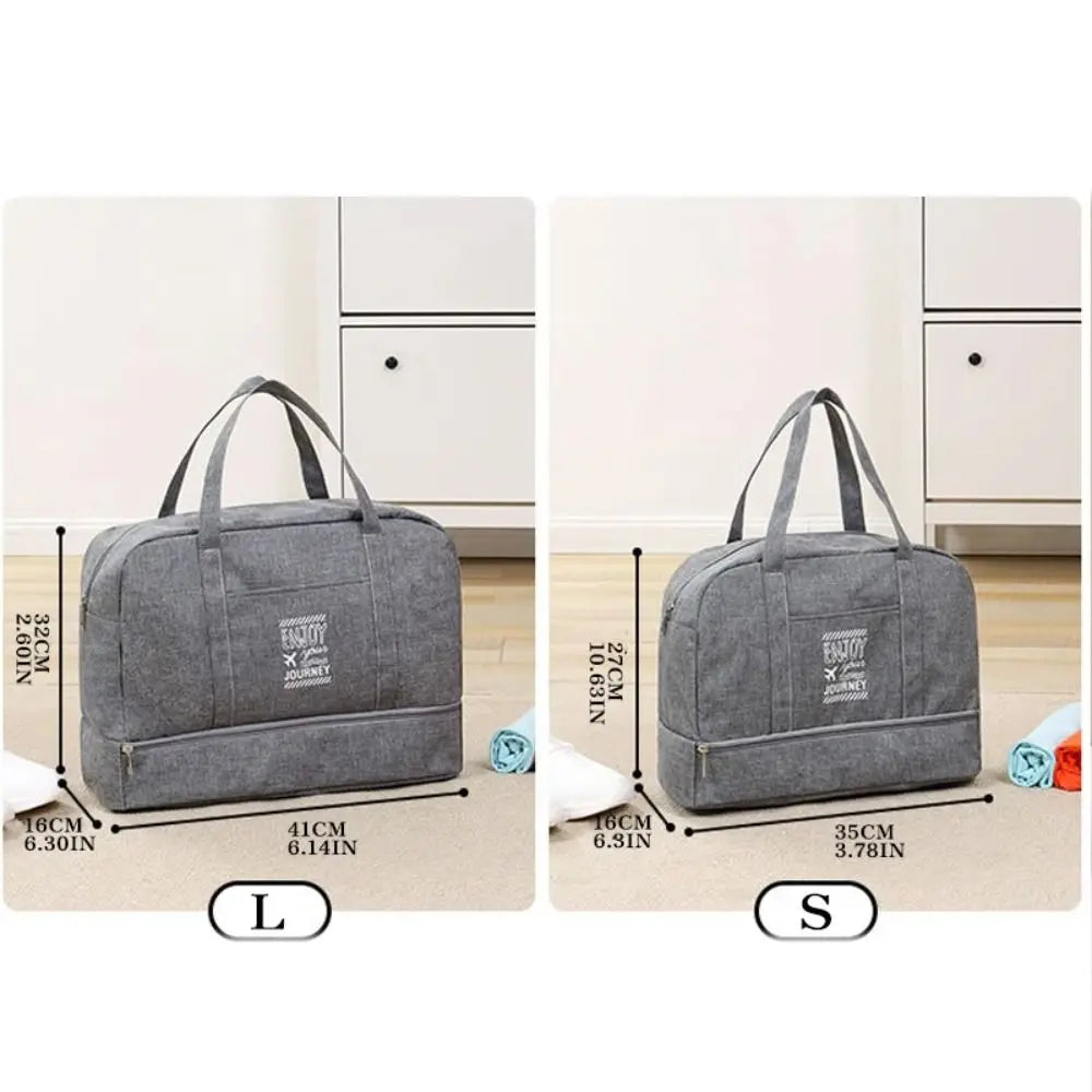 Sac de voyage femme gris en Oxford à compartiment humide et sec