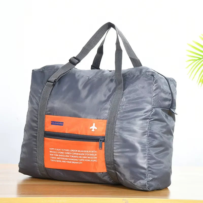 Sac polochon de voyage pliable imperméable gris avec sangle pour valise