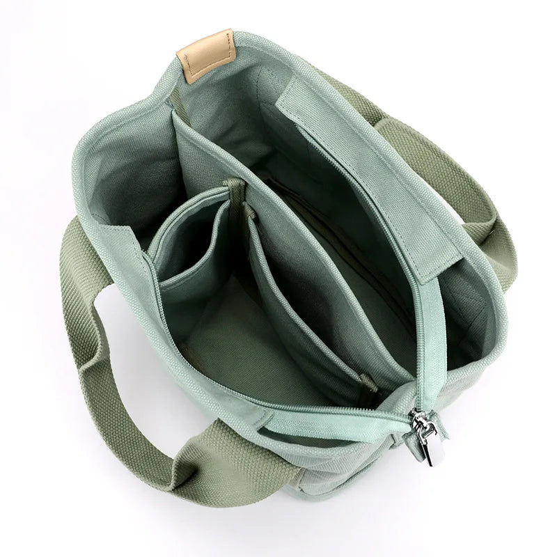 sac à bandoulière femme vert menthe en toile à fermeture à glissière