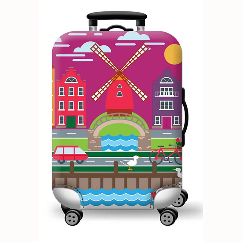 Housse de valise extensible imprimé voyage 18 à 32 pouces