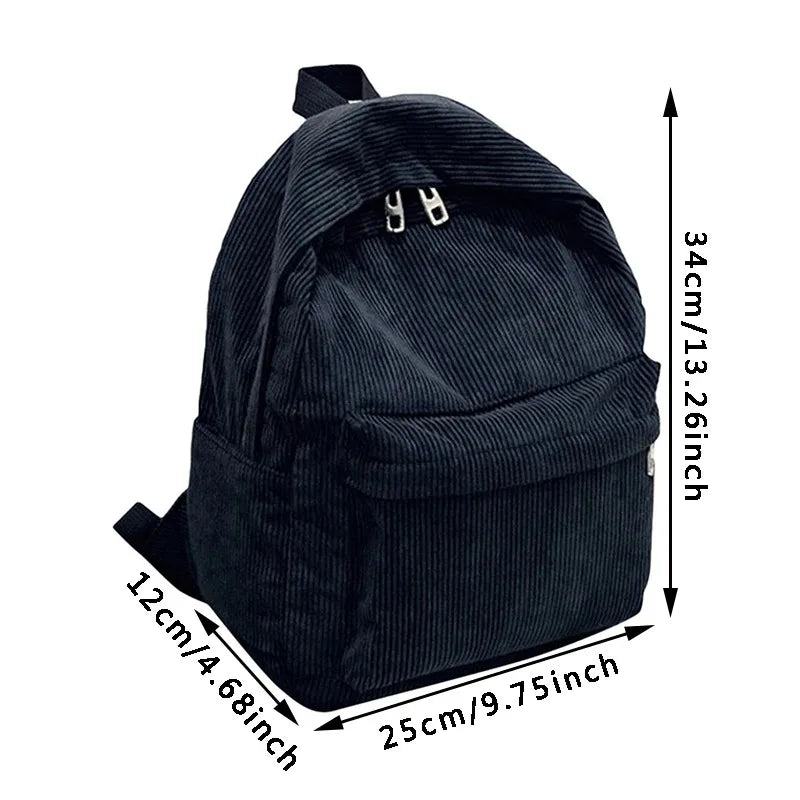 Sac À Dos Scolaire En Velours Côtelé Marron
