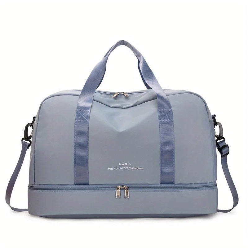 Sac polochon extensible femme rose mauve en nylon à bandoulière