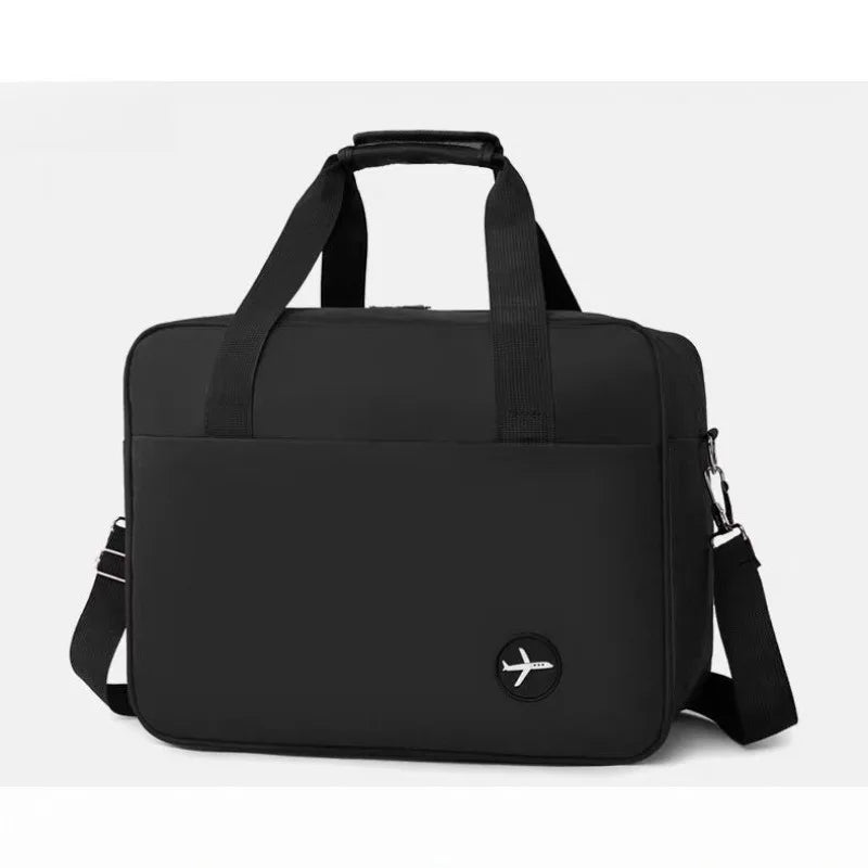 Sac cabine noir en polyester avec poche frontale et bandoulière amovible