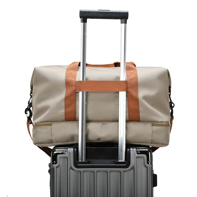 Sac polochon de voyage femme extensible en tissu Oxford avec bandoulière
