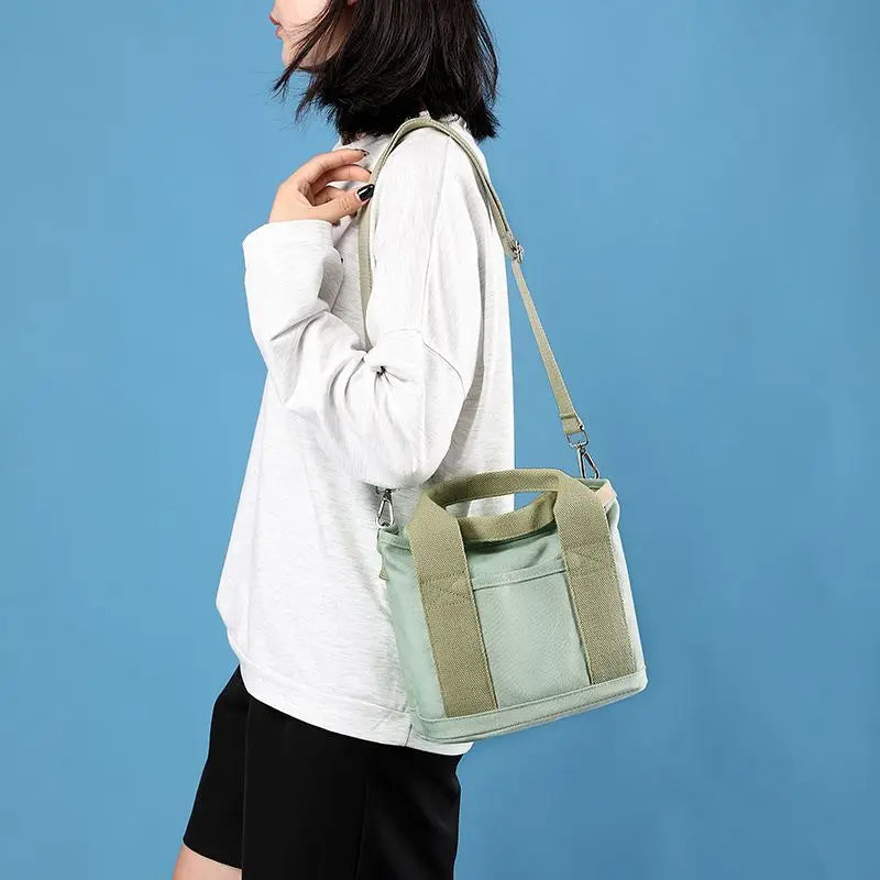 sac à bandoulière femme vert menthe en toile à fermeture à glissière
