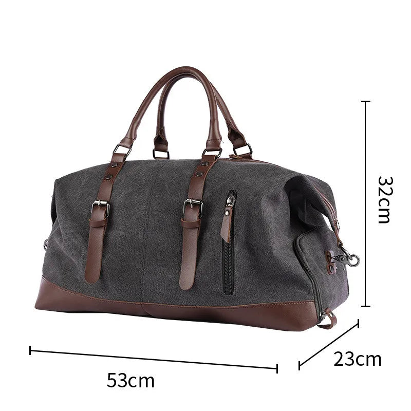 Sac polochon de voyage homme en toile gris et marron