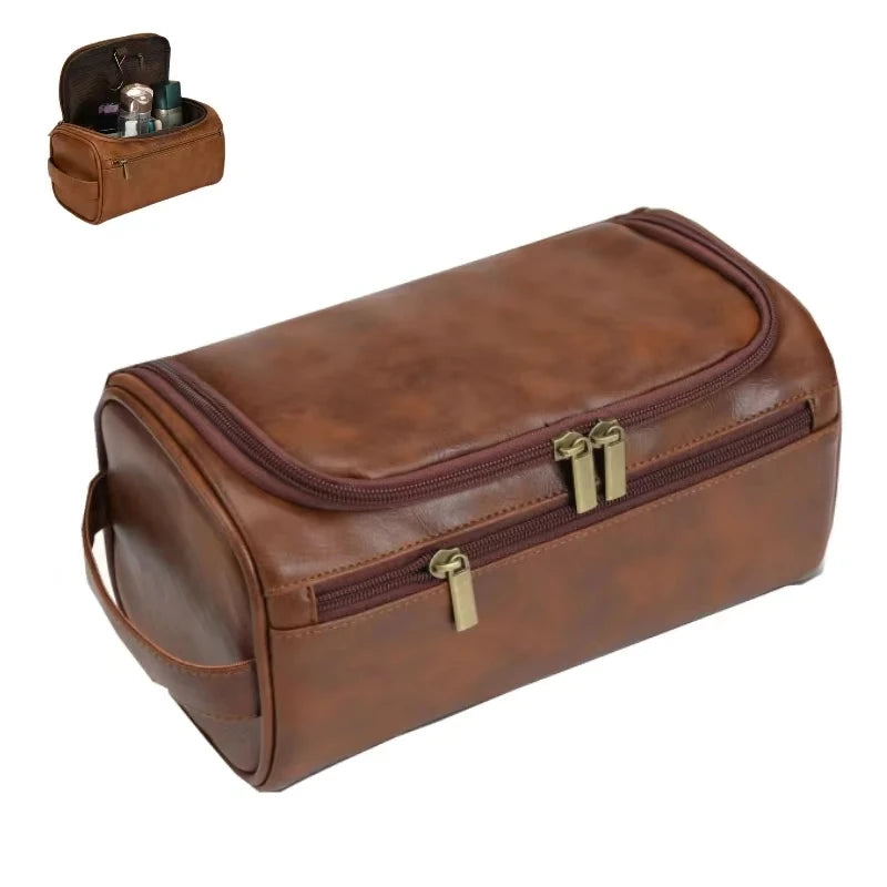 Trousse De Toilette De Voyage Femme Cuir PU Marron