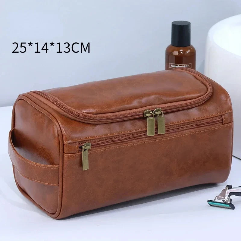 Trousse De Toilette De Voyage Femme Cuir PU Marron