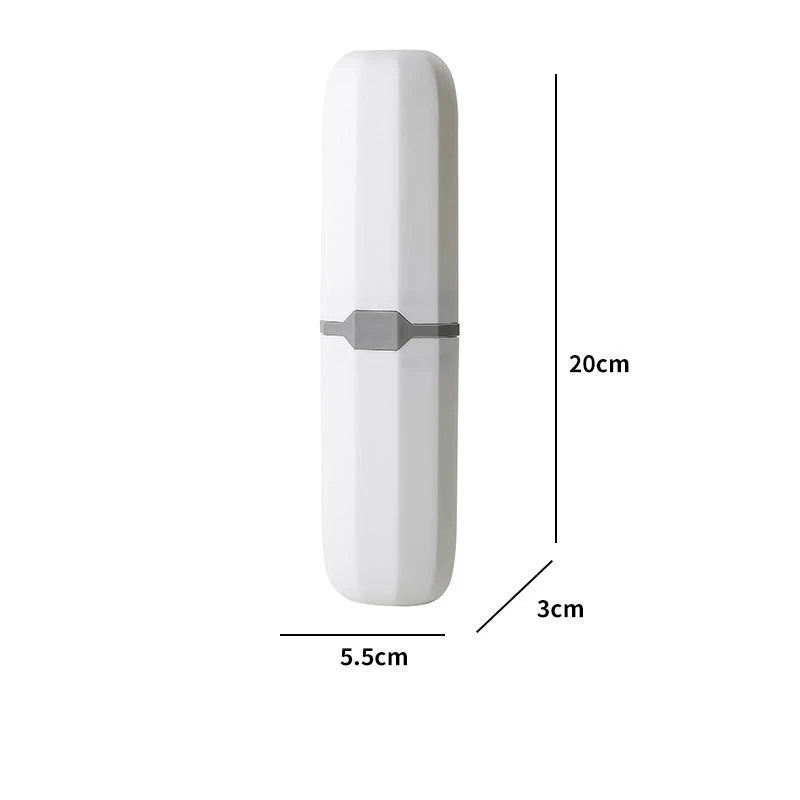 Étui pour brosse à dents gris clair avec dragonne et trous d’aération