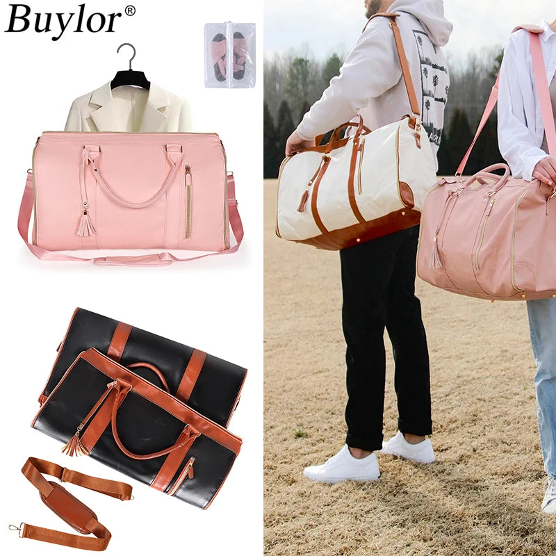 Sac polochon porte-vêtements pliable imperméable en PU pour voyage