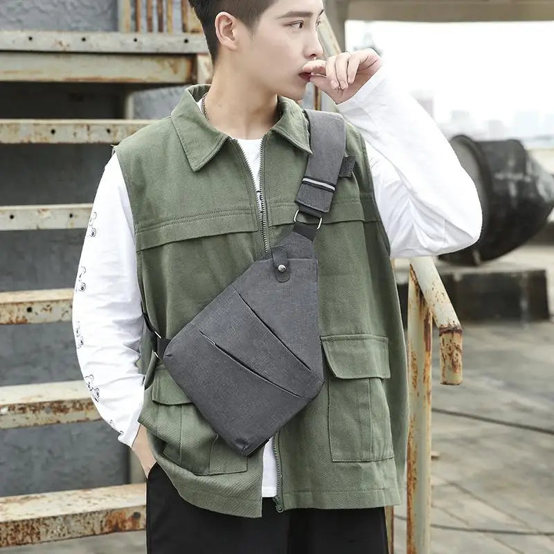 Sac poitrine homme imperméable en tissu Oxford à bandoulière croisée