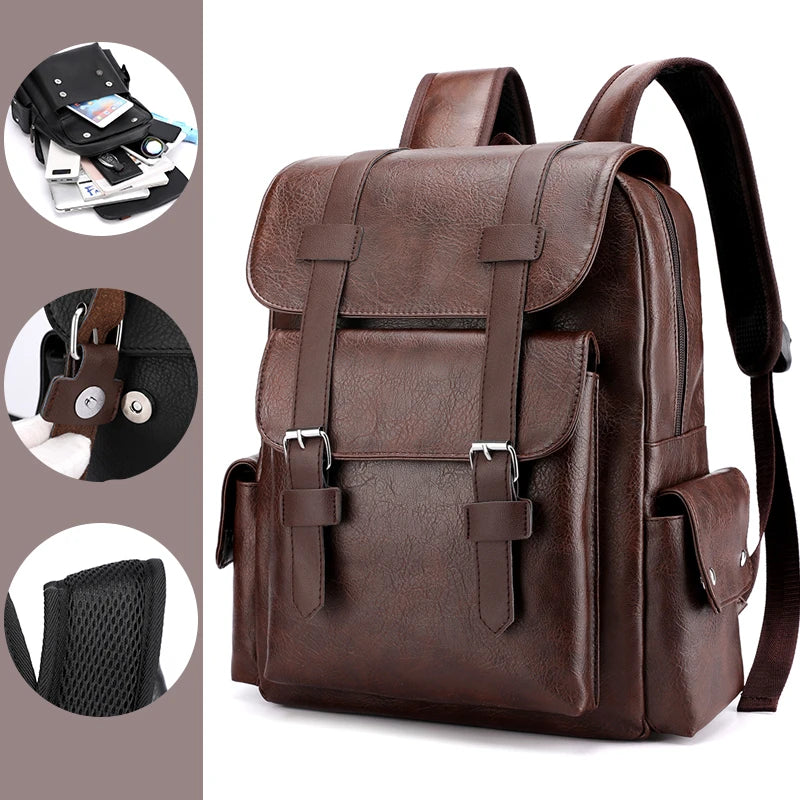 Sac-À-Dos Polyuréthane Noir Et Marron