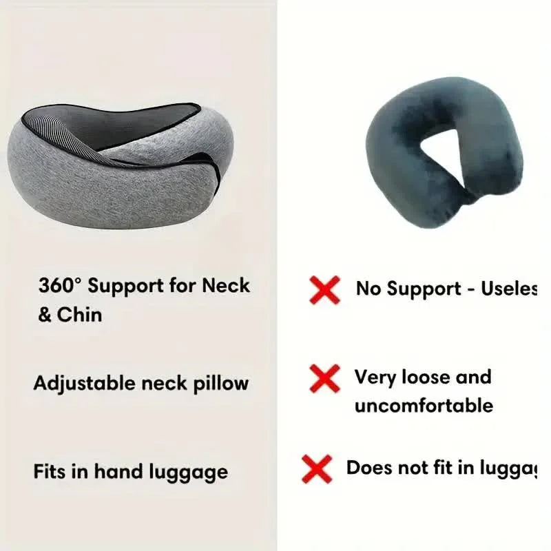 Coussin cervical de voyage ajustable en U, mousse à mémoire de forme