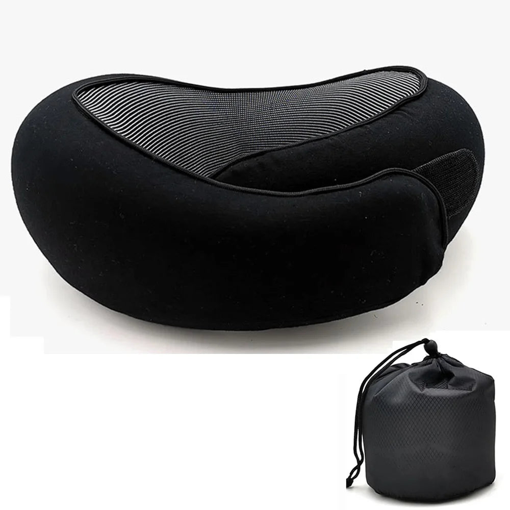 Coussin cervical de voyage ajustable en U, mousse à mémoire de forme