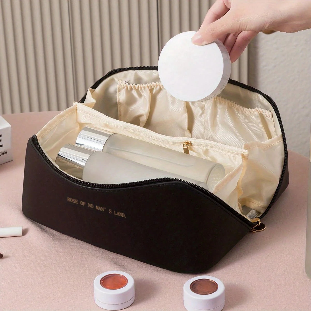 Trousse De Toilette Pour Femme Compartimentée Beige