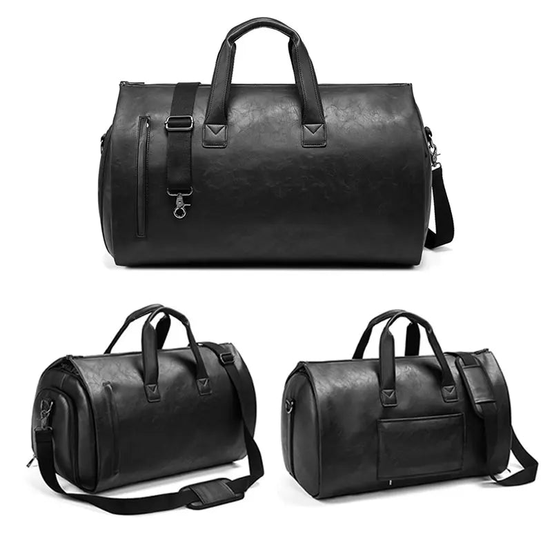 Sac polochon de voyage homme marron en PU personnalisable et imperméable