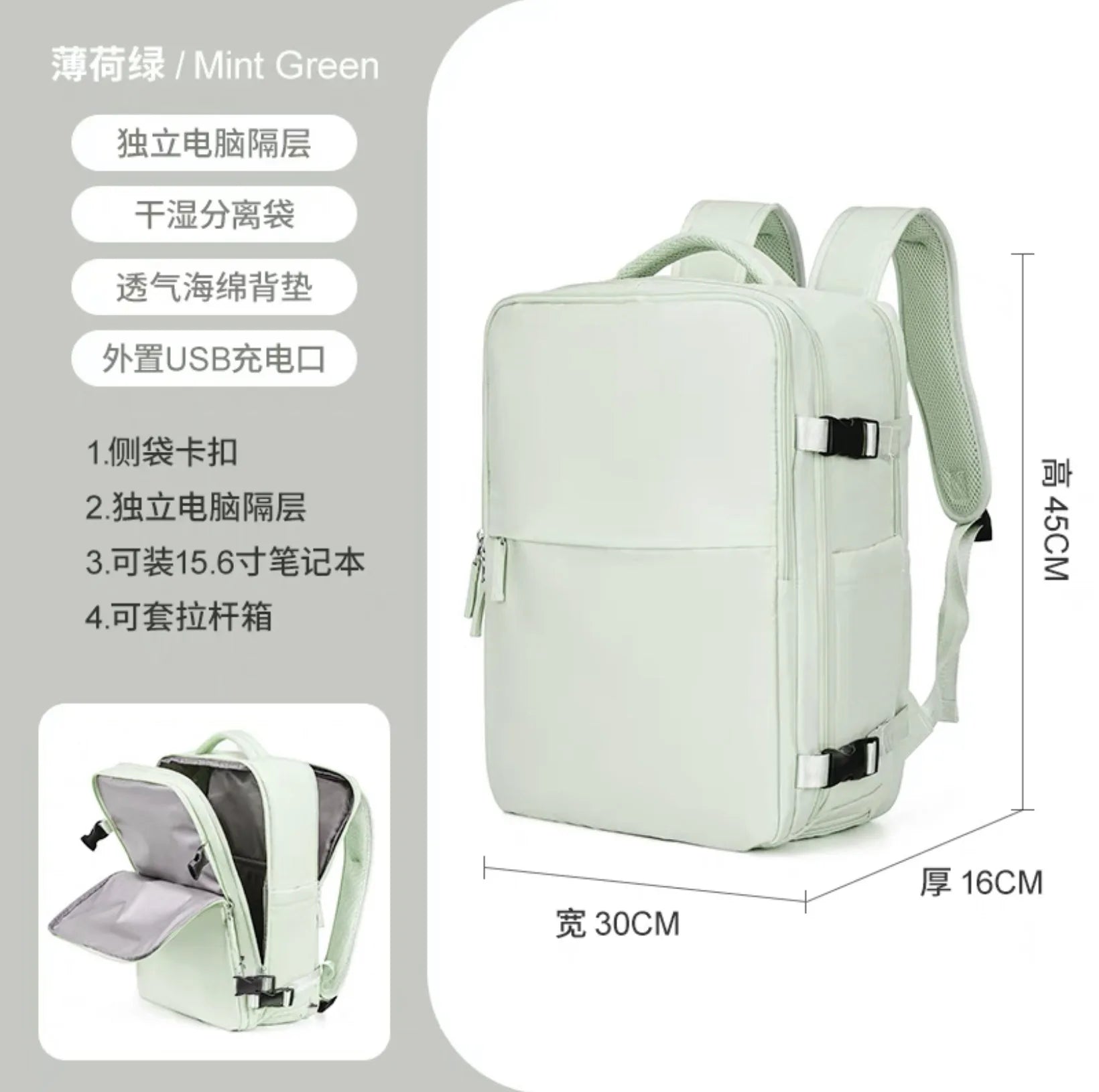 Sac À Dos De Voyage Avec Port USB Imperméable En Tissu