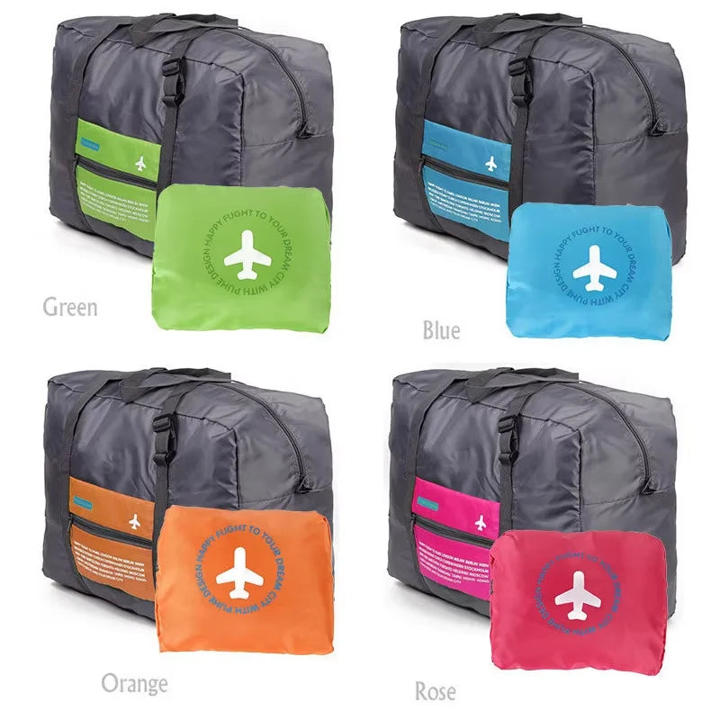 Sac polochon de voyage pliable imperméable gris avec sangle pour valise