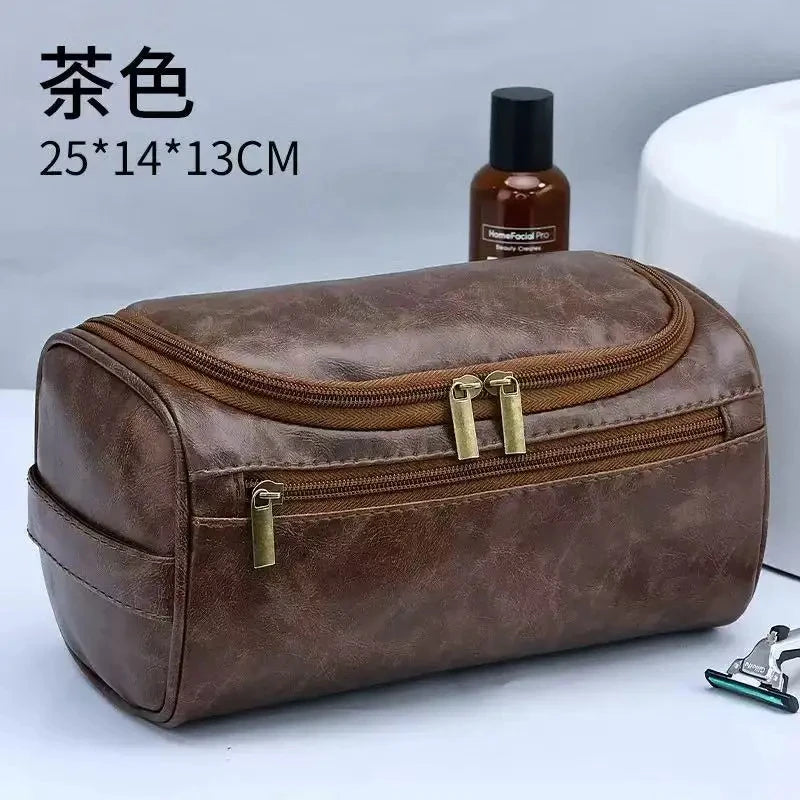 Trousse De Toilette De Voyage Femme Cuir PU Marron